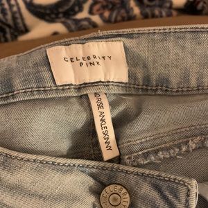 Celebrity pink distressed jeans